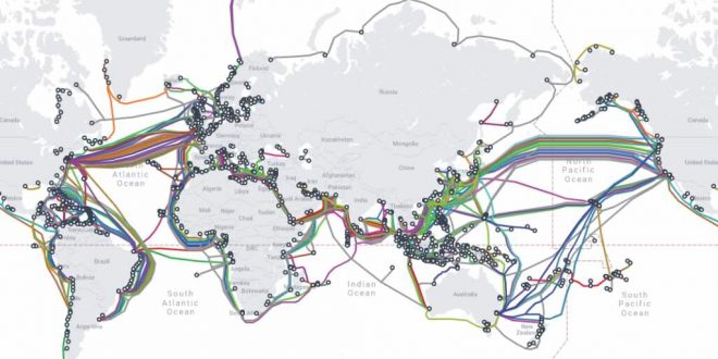 خريطة شبكة كابلات الإنترنت البحرية